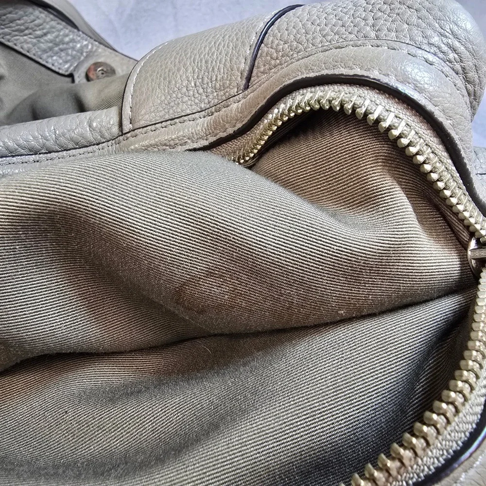 Coach Lexy Shoulder Bag Taupe Pebbled Leather Hobo Tote F57545 Silver Hardware